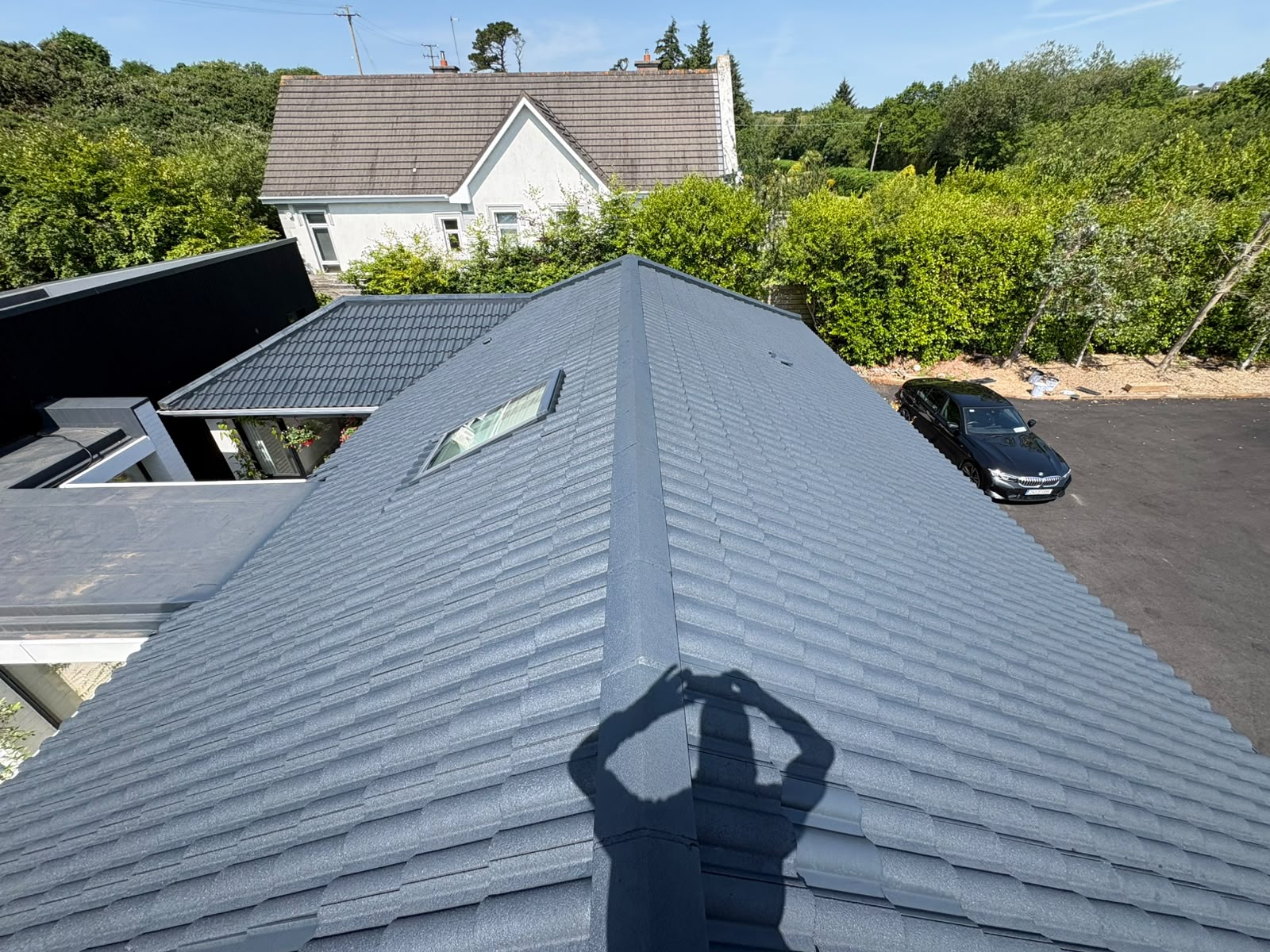 Aerial view of freshly painted roof, Waterford